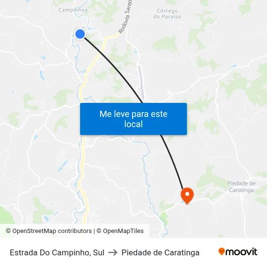 Estrada Do Campinho, Sul to Piedade de Caratinga map