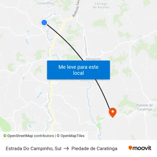 Estrada Do Campinho, Sul to Piedade de Caratinga map