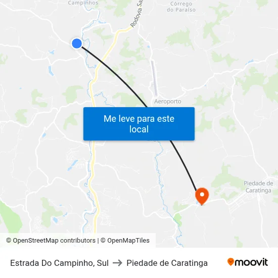 Estrada Do Campinho, Sul to Piedade de Caratinga map