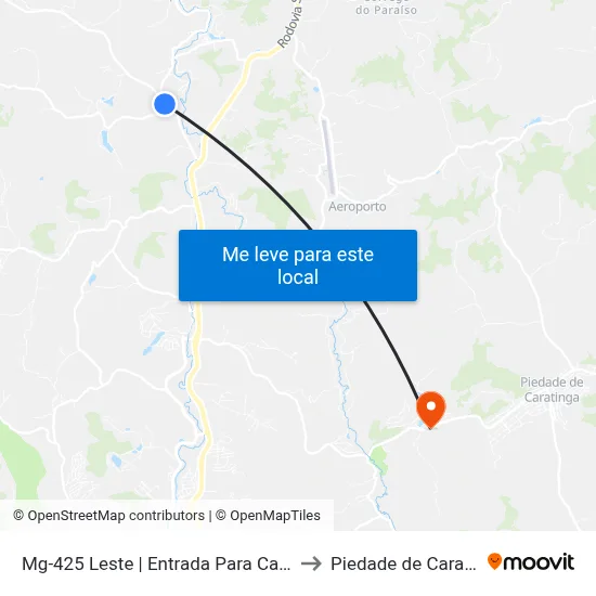 Mg-425 Leste | Entrada Para Campinho to Piedade de Caratinga map