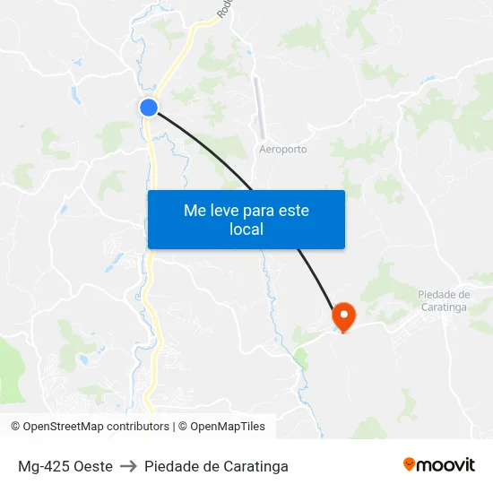 Mg-425 Oeste to Piedade de Caratinga map