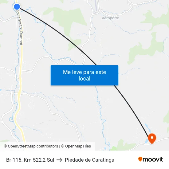 Br-116, Km 522,2 Sul to Piedade de Caratinga map
