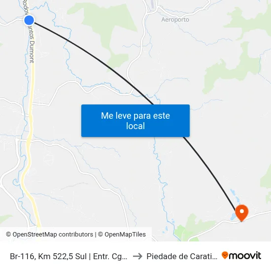 Br-116, Km 522,5 Sul | Entr. Cga-240 to Piedade de Caratinga map