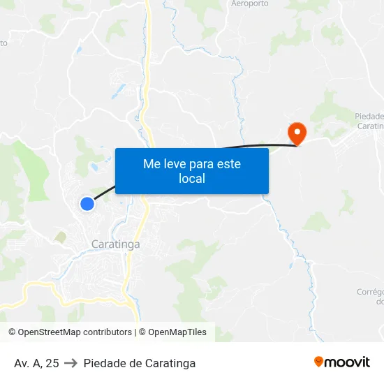 Av. A, 25 to Piedade de Caratinga map