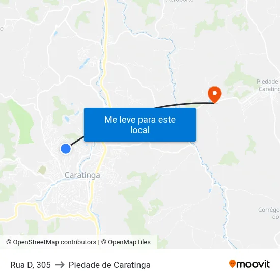 Rua D, 305 to Piedade de Caratinga map
