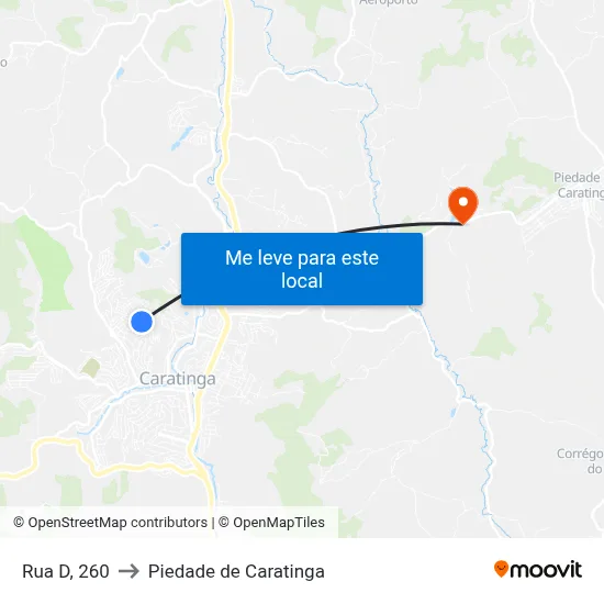 Rua D, 260 to Piedade de Caratinga map