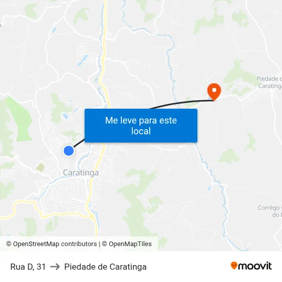 Rua D, 31 to Piedade de Caratinga map