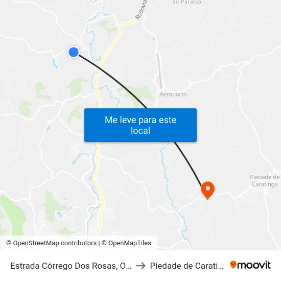 Estrada Córrego Dos Rosas, Oeste to Piedade de Caratinga map