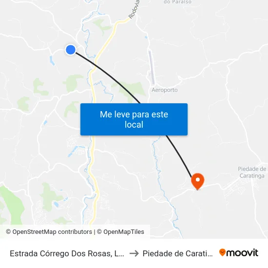 Estrada Córrego Dos Rosas, Leste to Piedade de Caratinga map