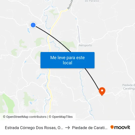 Estrada Córrego Dos Rosas, Oeste to Piedade de Caratinga map