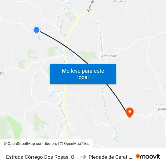 Estrada Córrego Dos Rosas, Oeste to Piedade de Caratinga map