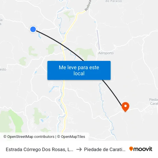Estrada Córrego Dos Rosas, Leste to Piedade de Caratinga map