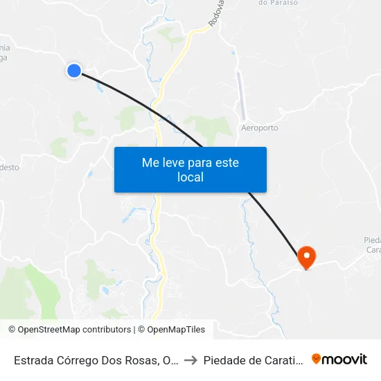 Estrada Córrego Dos Rosas, Oeste to Piedade de Caratinga map