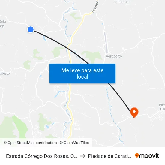 Estrada Córrego Dos Rosas, Oeste to Piedade de Caratinga map