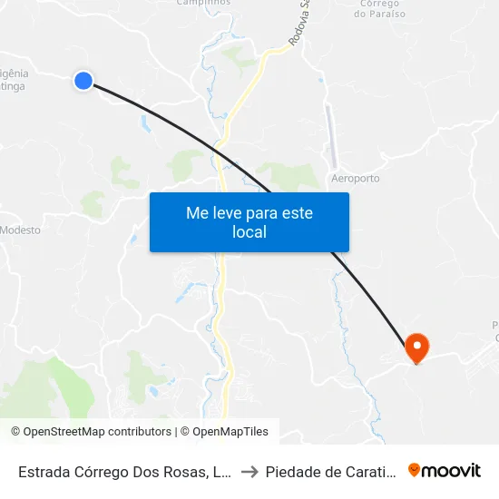 Estrada Córrego Dos Rosas, Leste to Piedade de Caratinga map
