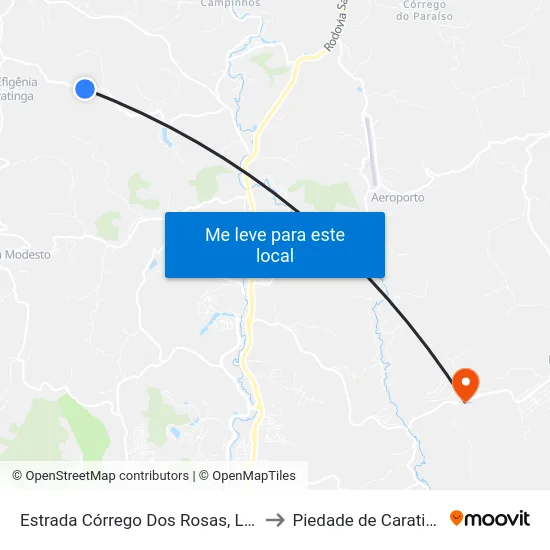 Estrada Córrego Dos Rosas, Leste to Piedade de Caratinga map