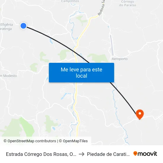 Estrada Córrego Dos Rosas, Oeste to Piedade de Caratinga map