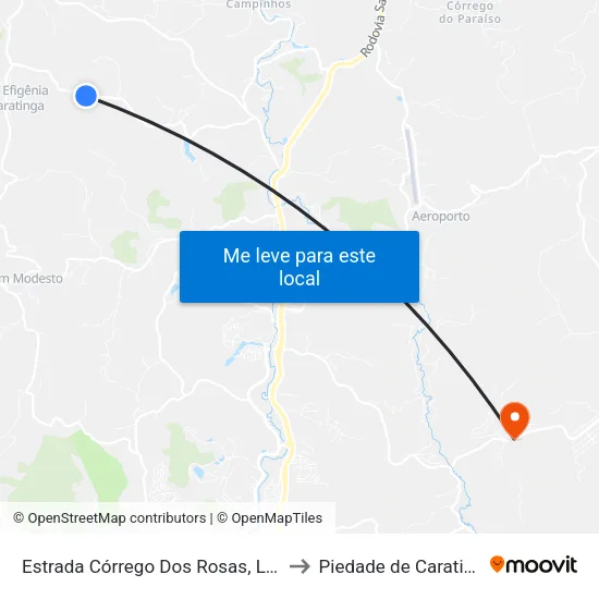 Estrada Córrego Dos Rosas, Leste to Piedade de Caratinga map