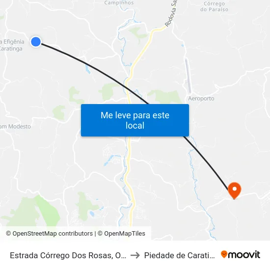 Estrada Córrego Dos Rosas, Oeste to Piedade de Caratinga map