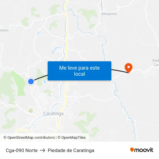 Cga-090 Norte to Piedade de Caratinga map