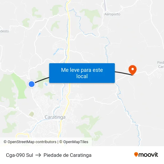 Cga-090 Sul to Piedade de Caratinga map