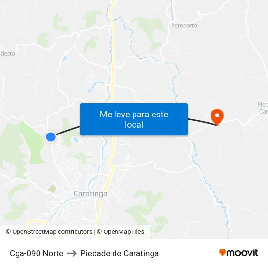 Cga-090 Norte to Piedade de Caratinga map