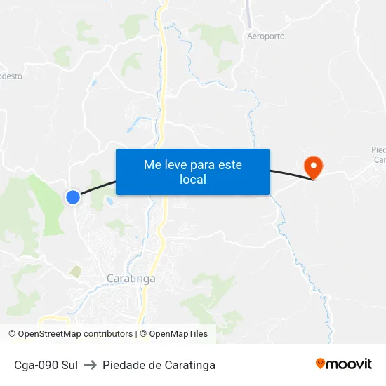 Cga-090 Sul to Piedade de Caratinga map
