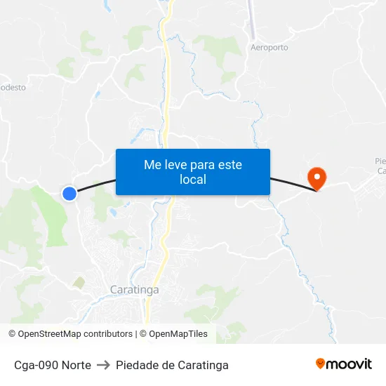 Cga-090 Norte to Piedade de Caratinga map