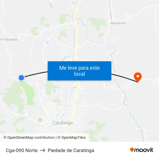 Cga-090 Norte to Piedade de Caratinga map