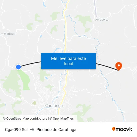 Cga-090 Sul to Piedade de Caratinga map
