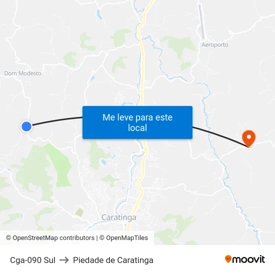 Cga-090 Sul to Piedade de Caratinga map