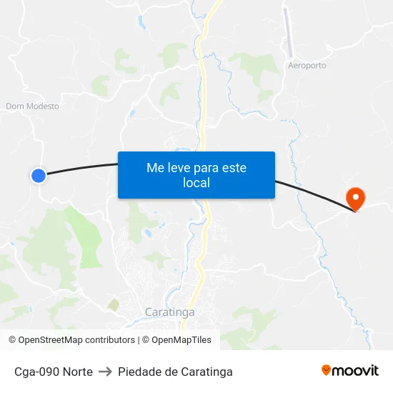 Cga-090 Norte to Piedade de Caratinga map