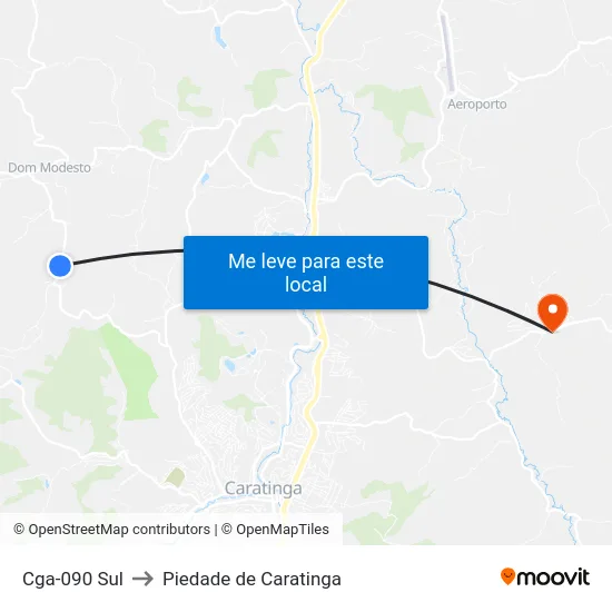 Cga-090 Sul to Piedade de Caratinga map