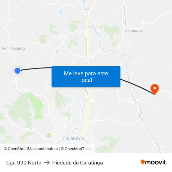 Cga-090 Norte to Piedade de Caratinga map