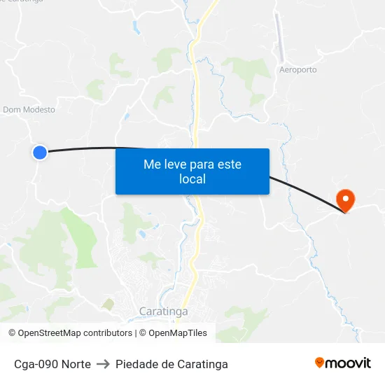 Cga-090 Norte to Piedade de Caratinga map