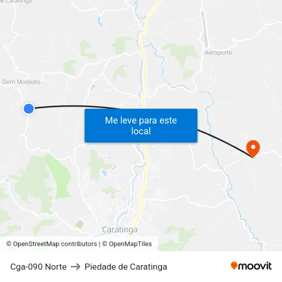 Cga-090 Norte to Piedade de Caratinga map
