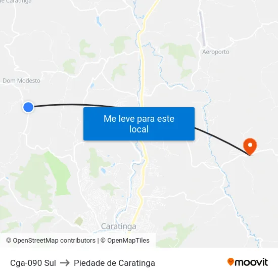 Cga-090 Sul to Piedade de Caratinga map