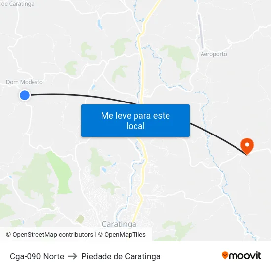 Cga-090 Norte to Piedade de Caratinga map