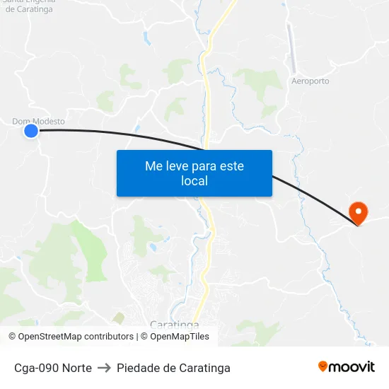 Cga-090 Norte to Piedade de Caratinga map
