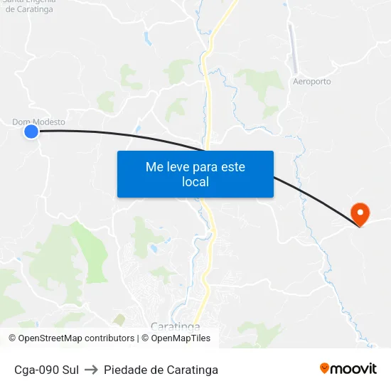 Cga-090 Sul to Piedade de Caratinga map