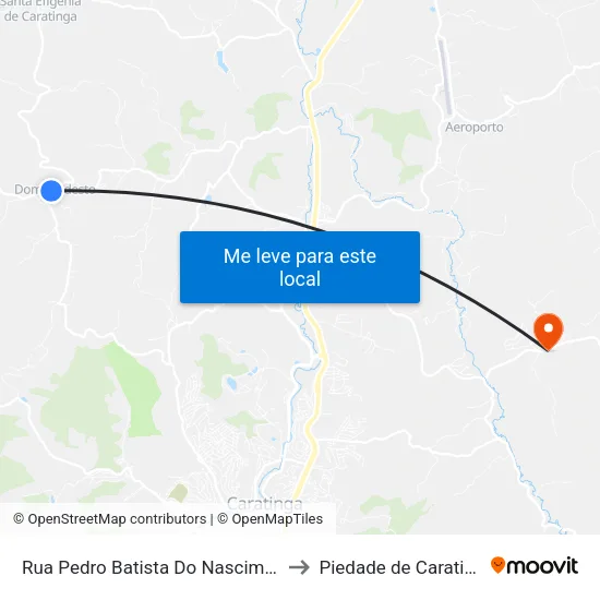 Rua Pedro Batista Do Nascimento to Piedade de Caratinga map