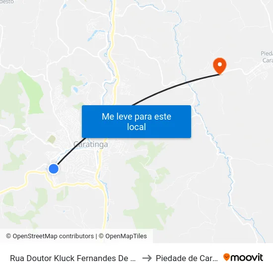 Rua Doutor Kluck Fernandes De Oliveira, 53 to Piedade de Caratinga map
