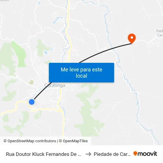 Rua Doutor Kluck Fernandes De Oliveira, 211 to Piedade de Caratinga map