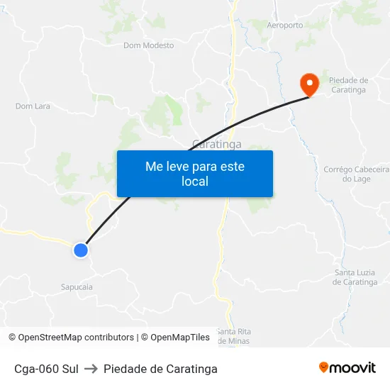 Cga-060 Sul to Piedade de Caratinga map