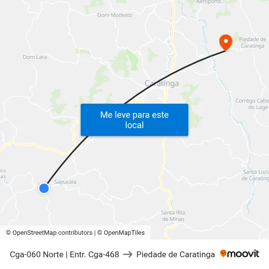 Cga-060 Norte | Entr. Cga-468 to Piedade de Caratinga map