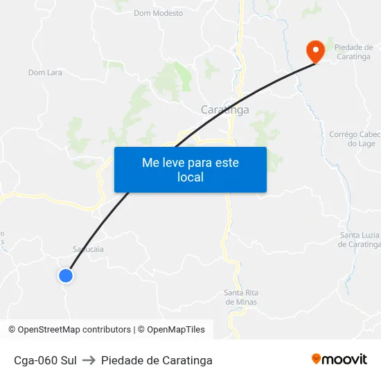 Cga-060 Sul to Piedade de Caratinga map