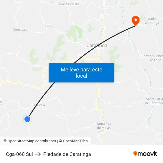 Cga-060 Sul to Piedade de Caratinga map