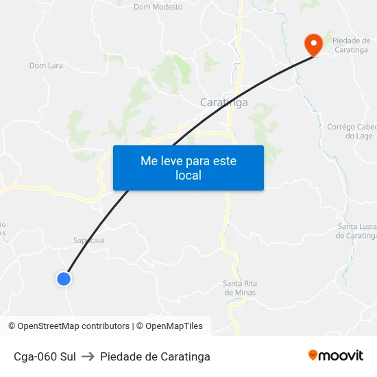 Cga-060 Sul to Piedade de Caratinga map