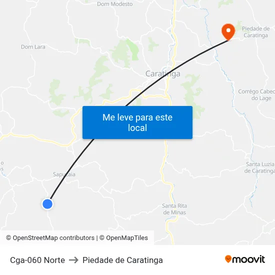 Cga-060 Norte to Piedade de Caratinga map