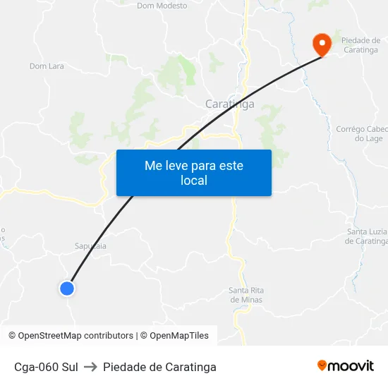 Cga-060 Sul to Piedade de Caratinga map